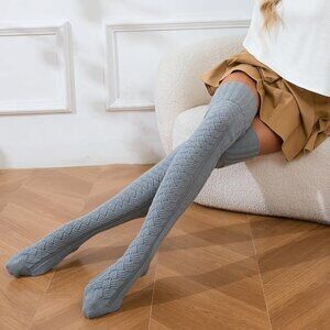 High Knitted Winter Boot Grey Socks